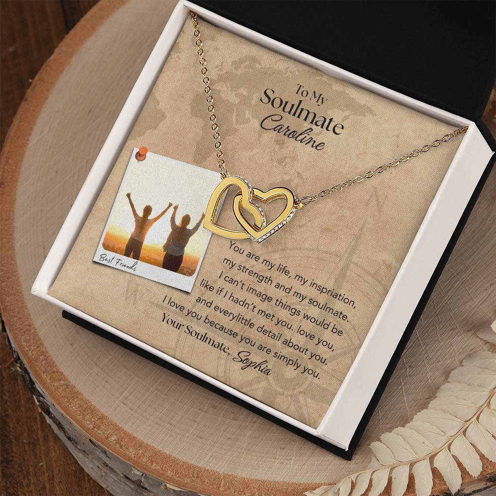 To My Soulmate Interlocking Hearts Necklace