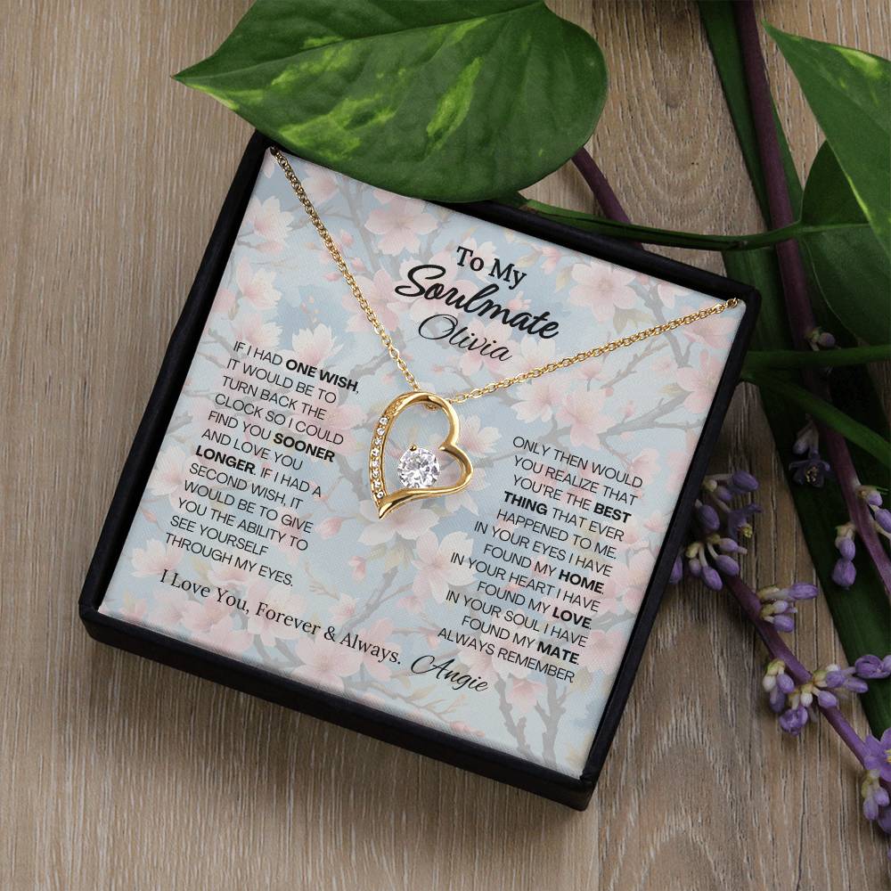 To My Soulmate Forever Love Necklace - 18k yellow gold finish