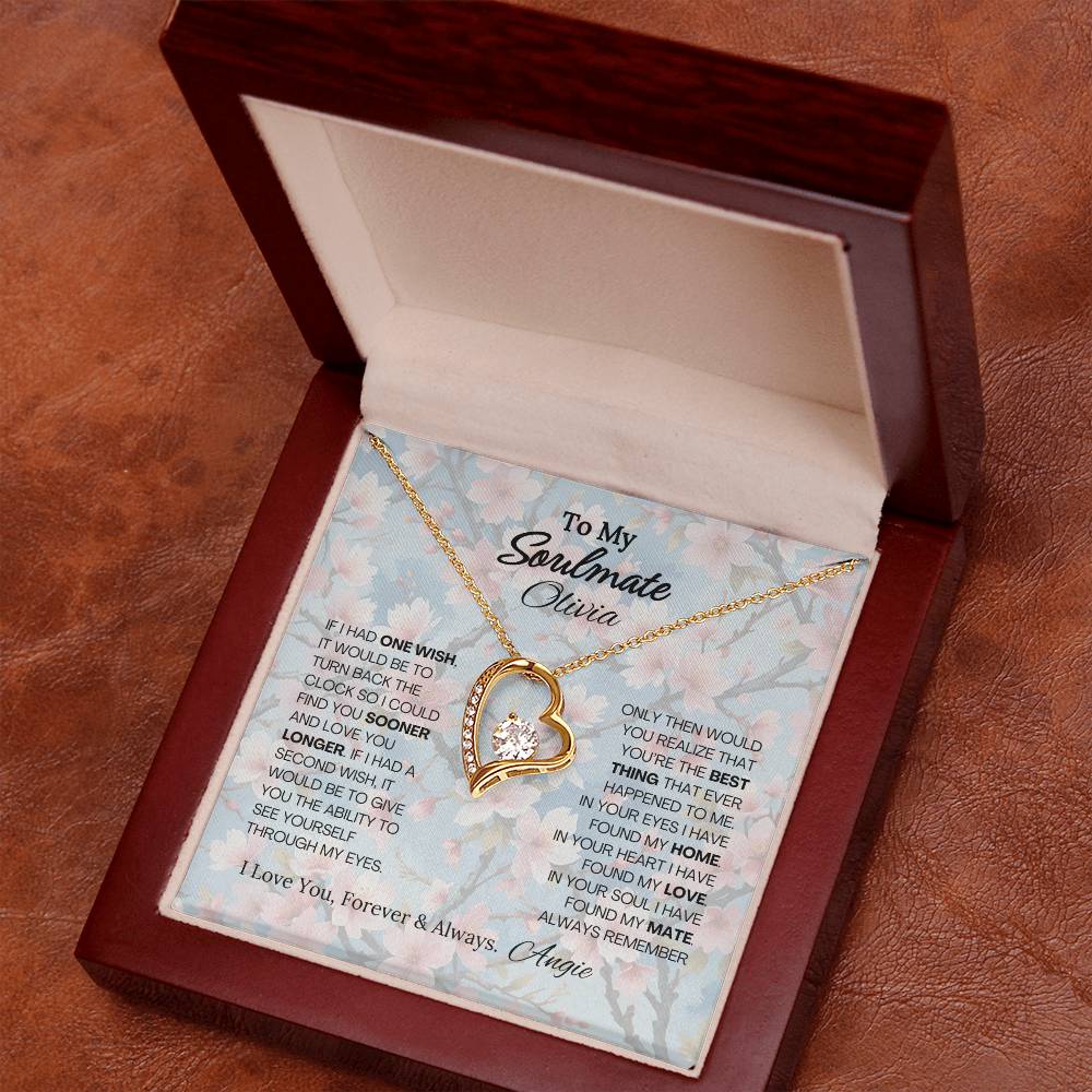 To My Soulmate Forever Love Necklace - 18k yellow gold finish