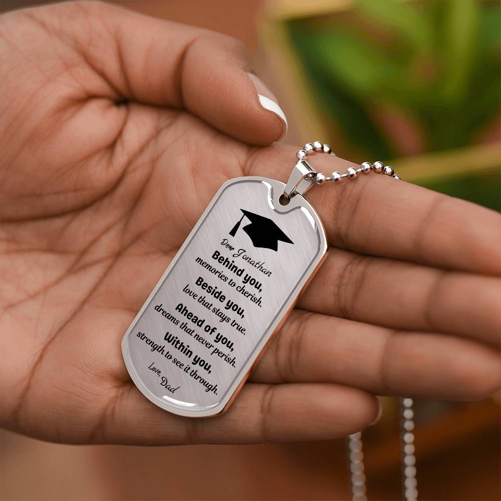 Graduation Luxury Dog Tag - Military Ball Chain