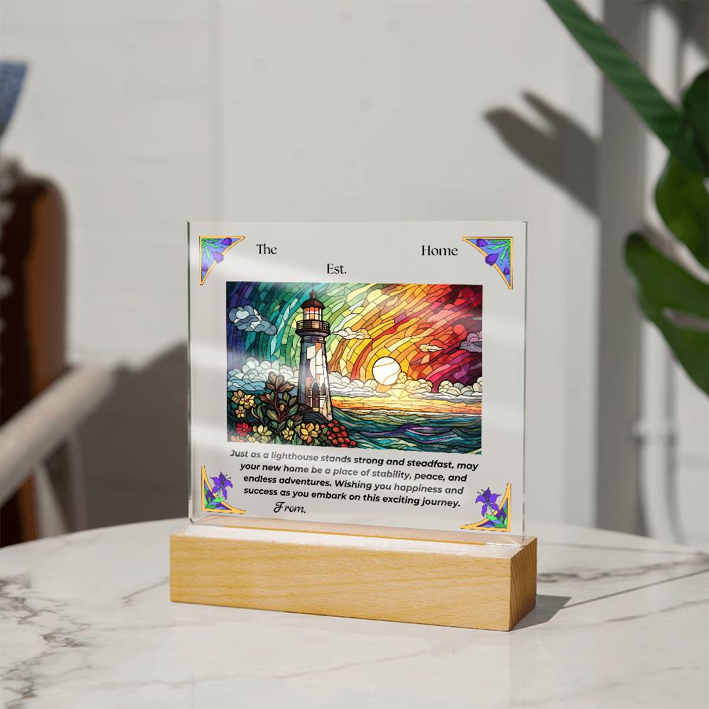 Customized Rectangle Lighthouse Acrylic Plaque Housewarming Gift