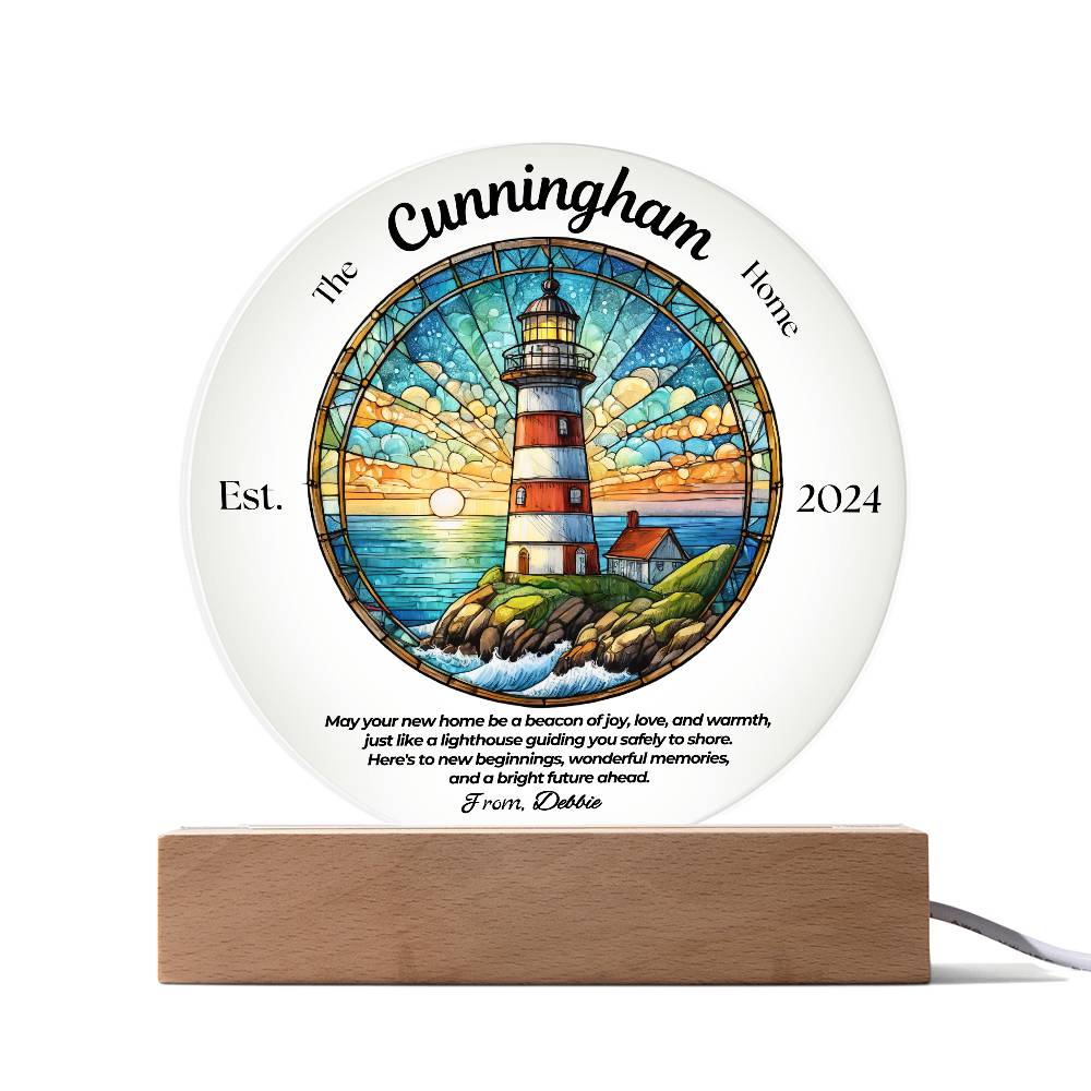 Customized Circle Lighthouse Acrylic Plaque Housewarming Gift