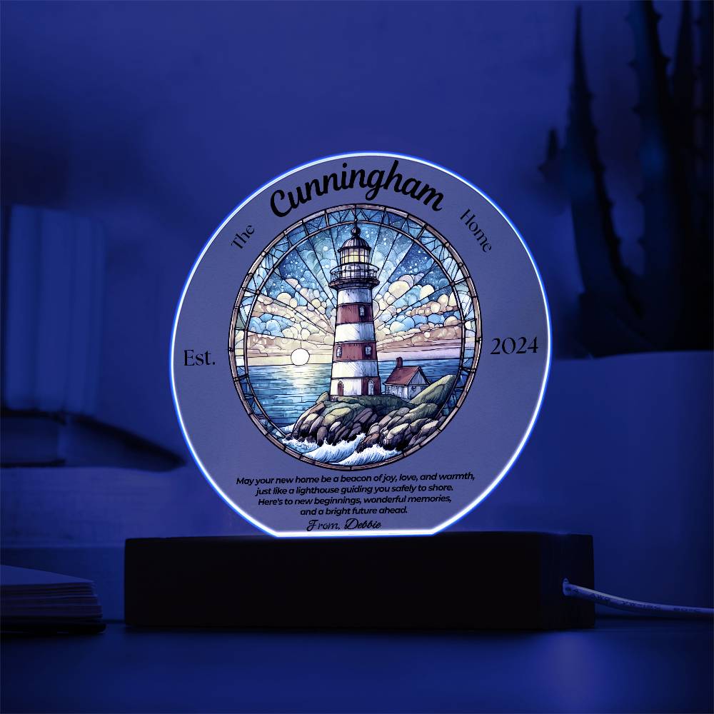 Customized Circle Lighthouse Acrylic Plaque Housewarming Gift