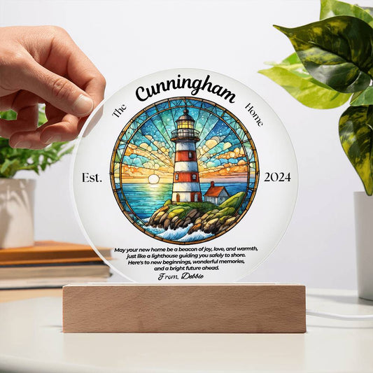 Customized Circle Lighthouse Acrylic Plaque Housewarming Gift