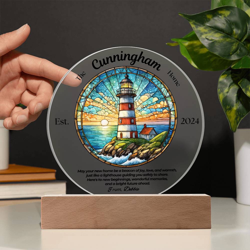 Customized Circle Lighthouse Acrylic Plaque Housewarming Gift