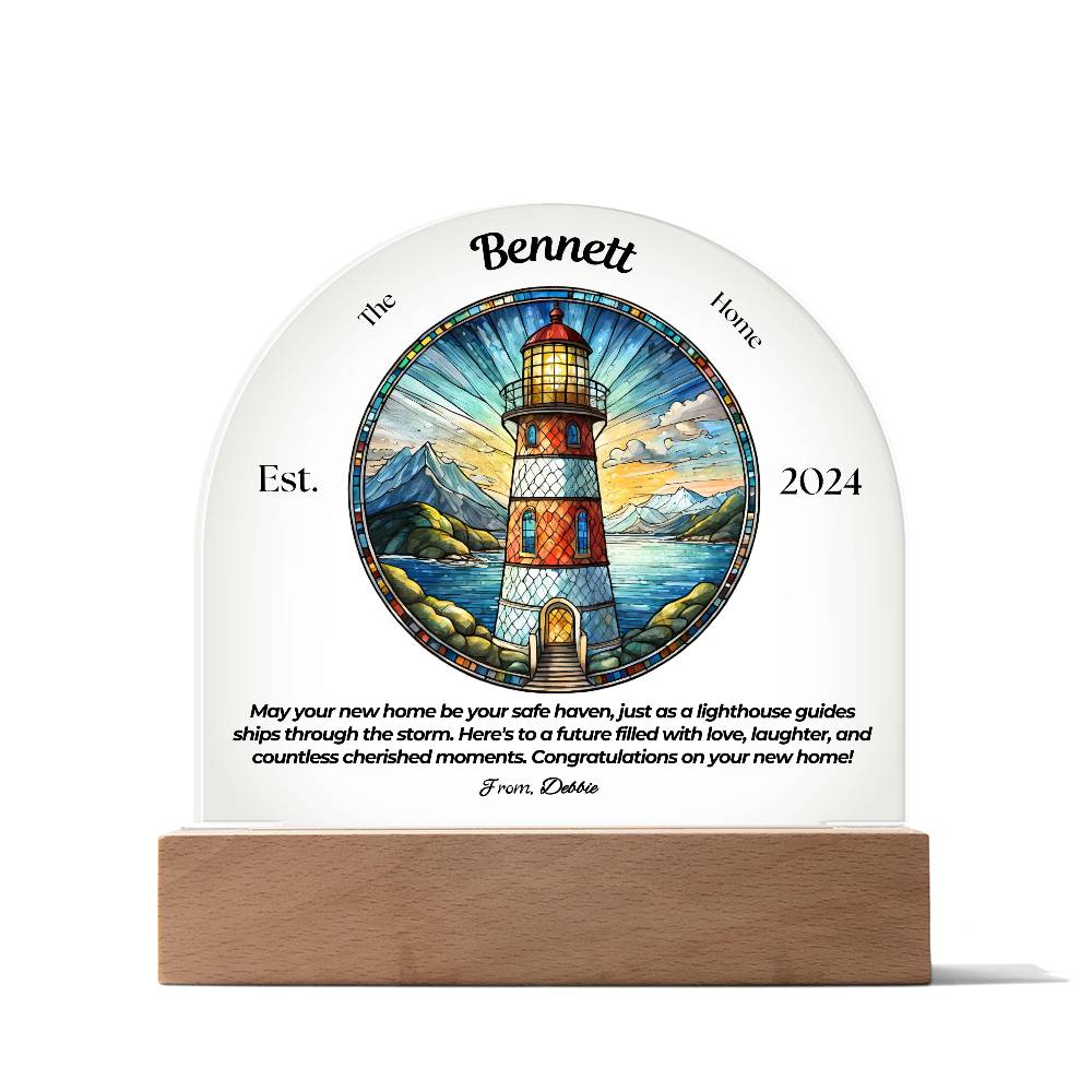 Customized Dome Lighthouse Acrylic Plaque Housewarming Gift