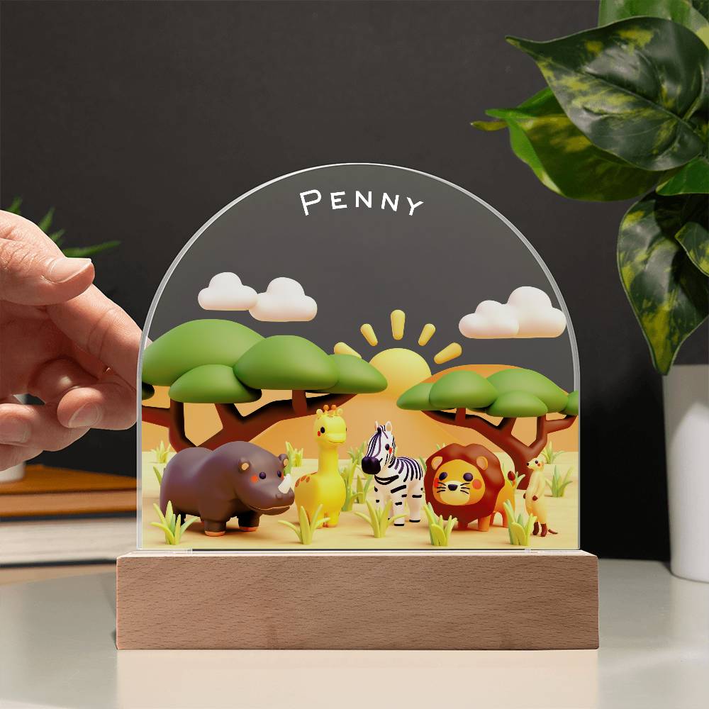 Acrylic Dome Plaque Safari Night Light