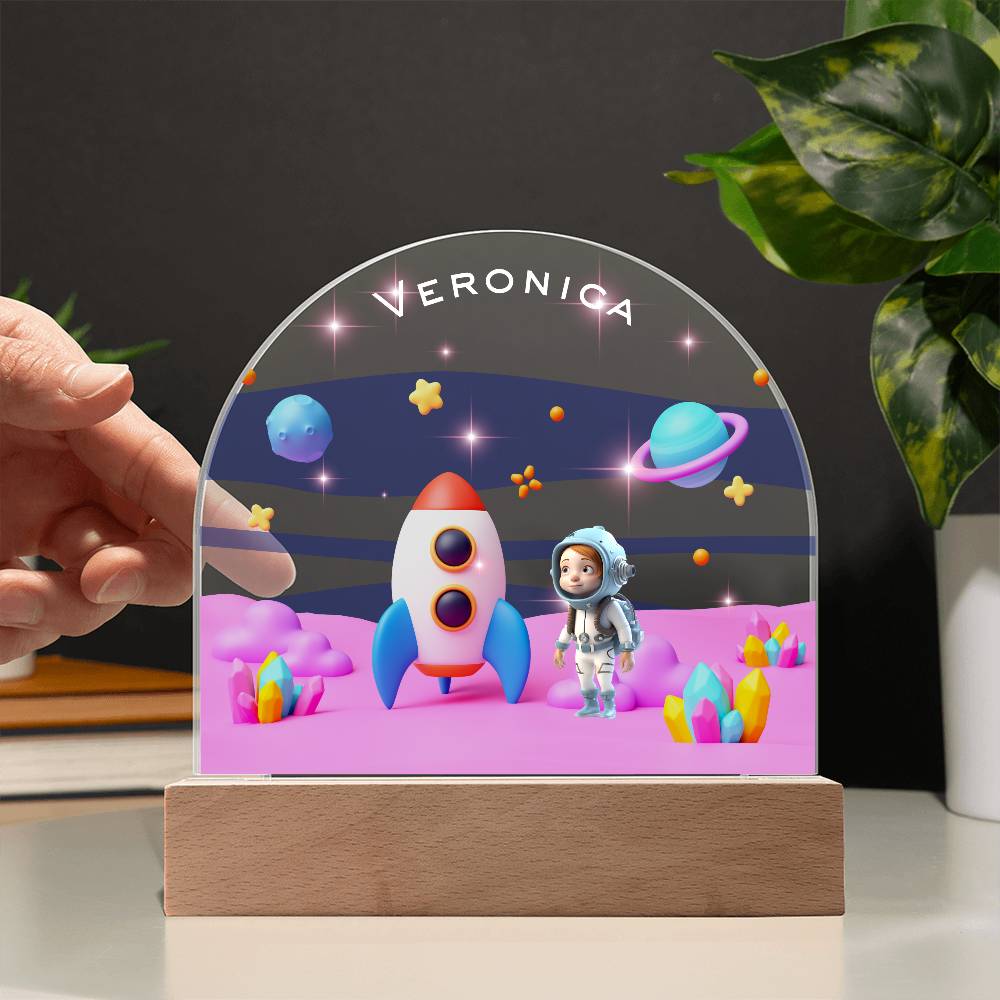 Acrylic Dome Plaque Astro Girl Night Light