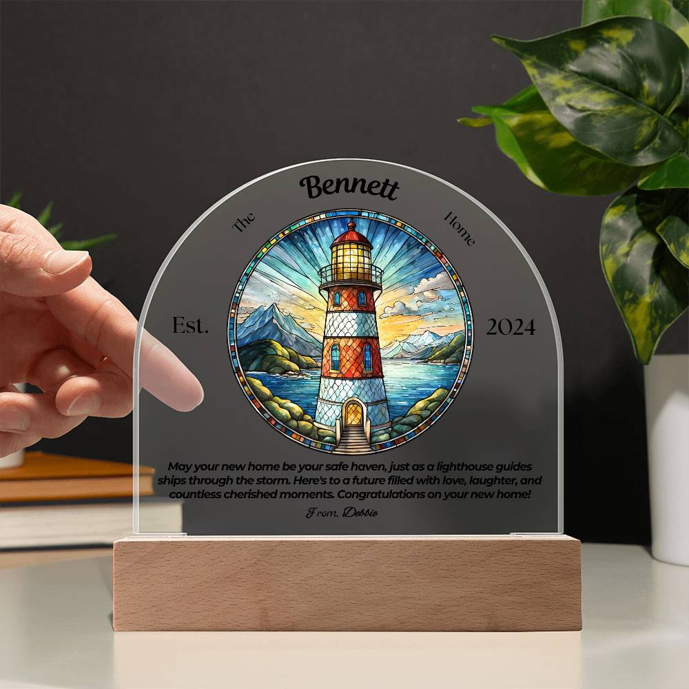 Customized Dome Lighthouse Acrylic Plaque Housewarming Gift