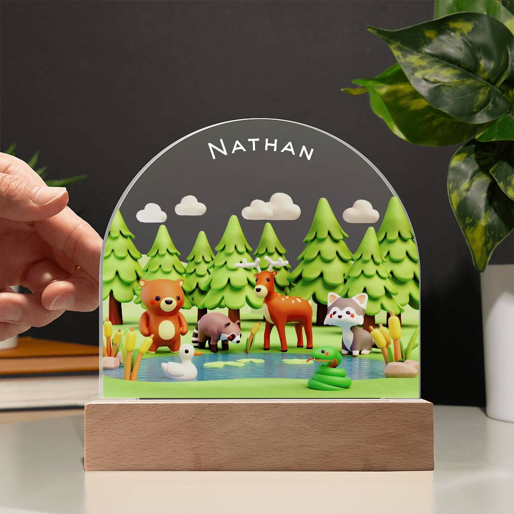 Acrylic Dome Plaque Forest Night Light