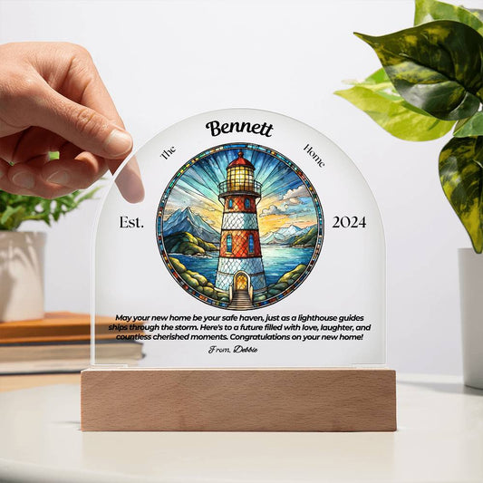 Customized Dome Lighthouse Acrylic Plaque Housewarming Gift