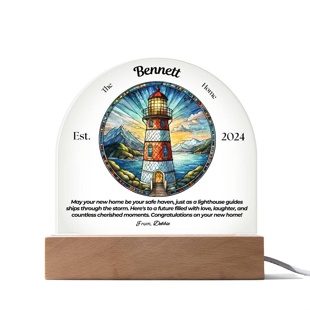 Customized Dome Lighthouse Acrylic Plaque Housewarming Gift