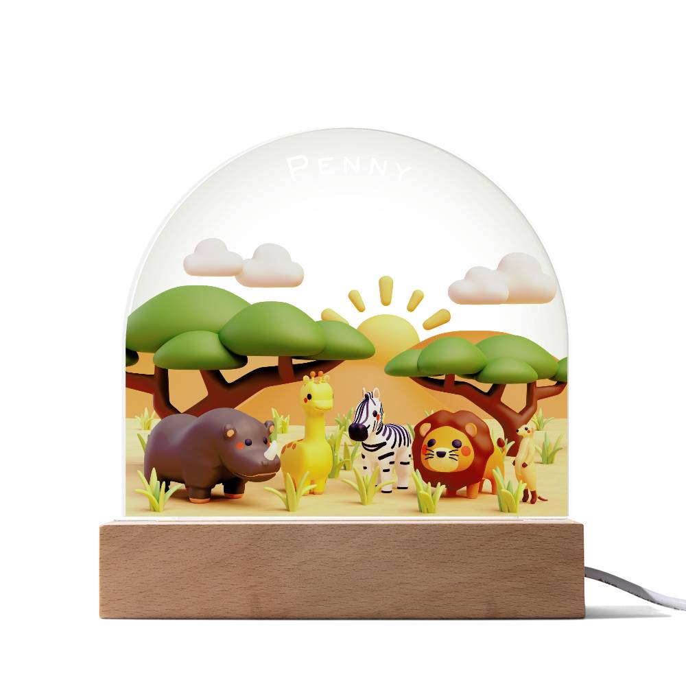 Acrylic Dome Plaque Safari Night Light