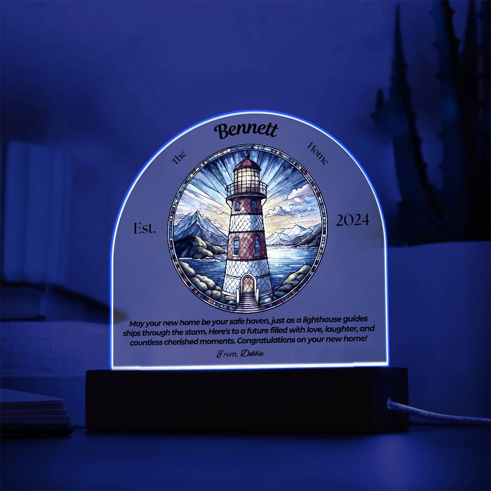 Customized Dome Lighthouse Acrylic Plaque Housewarming Gift