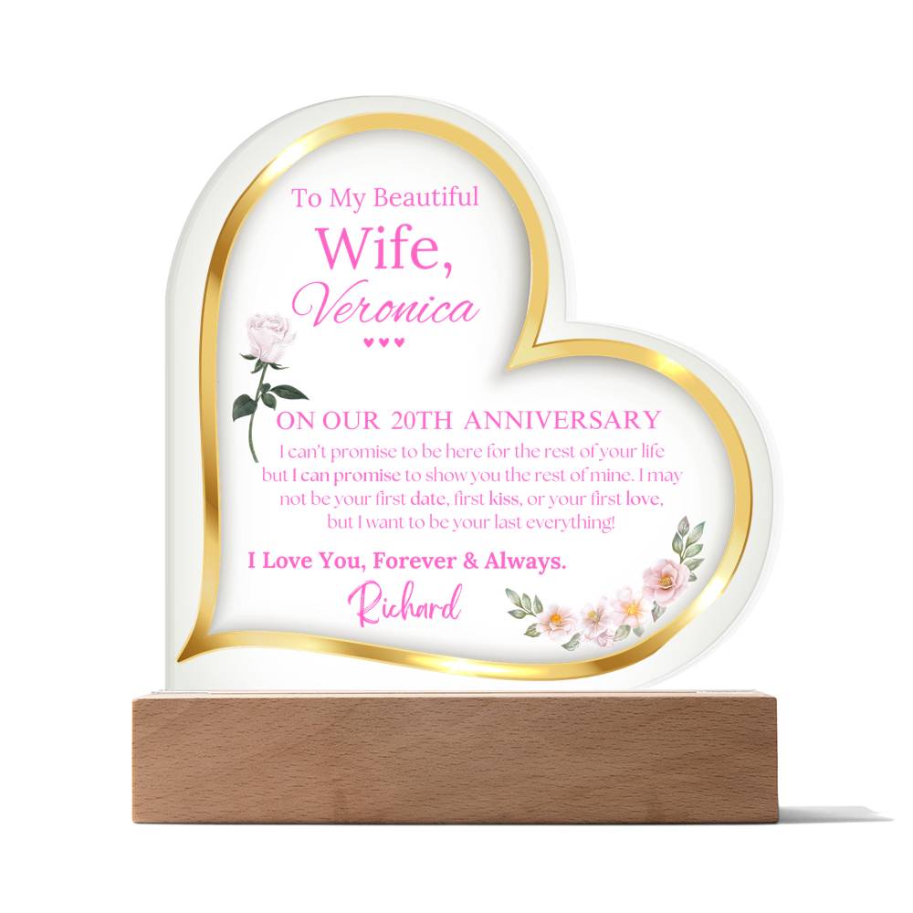 To My Wife Anniversary Acrylic Heart Plaque