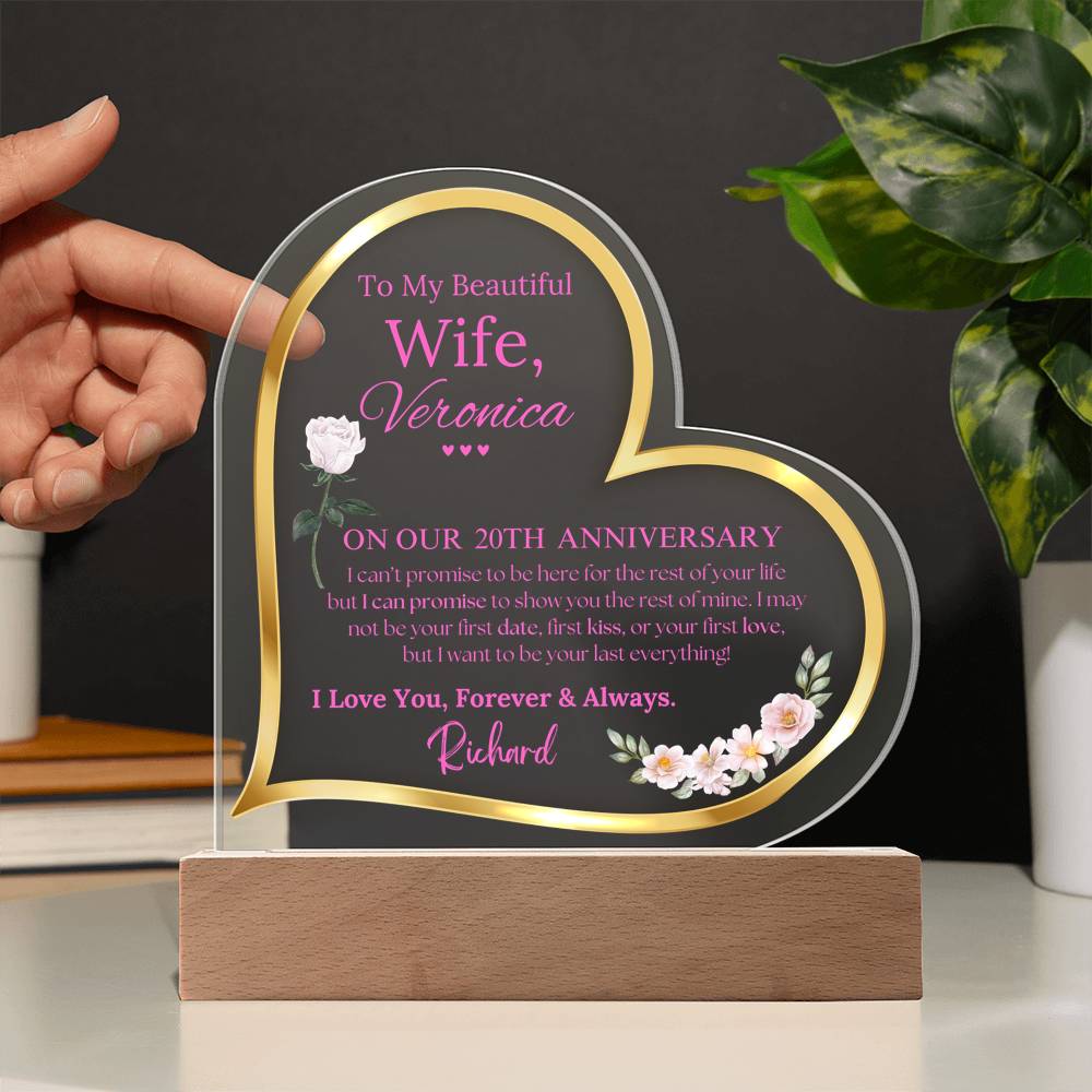 To My Wife Anniversary Acrylic Heart Plaque