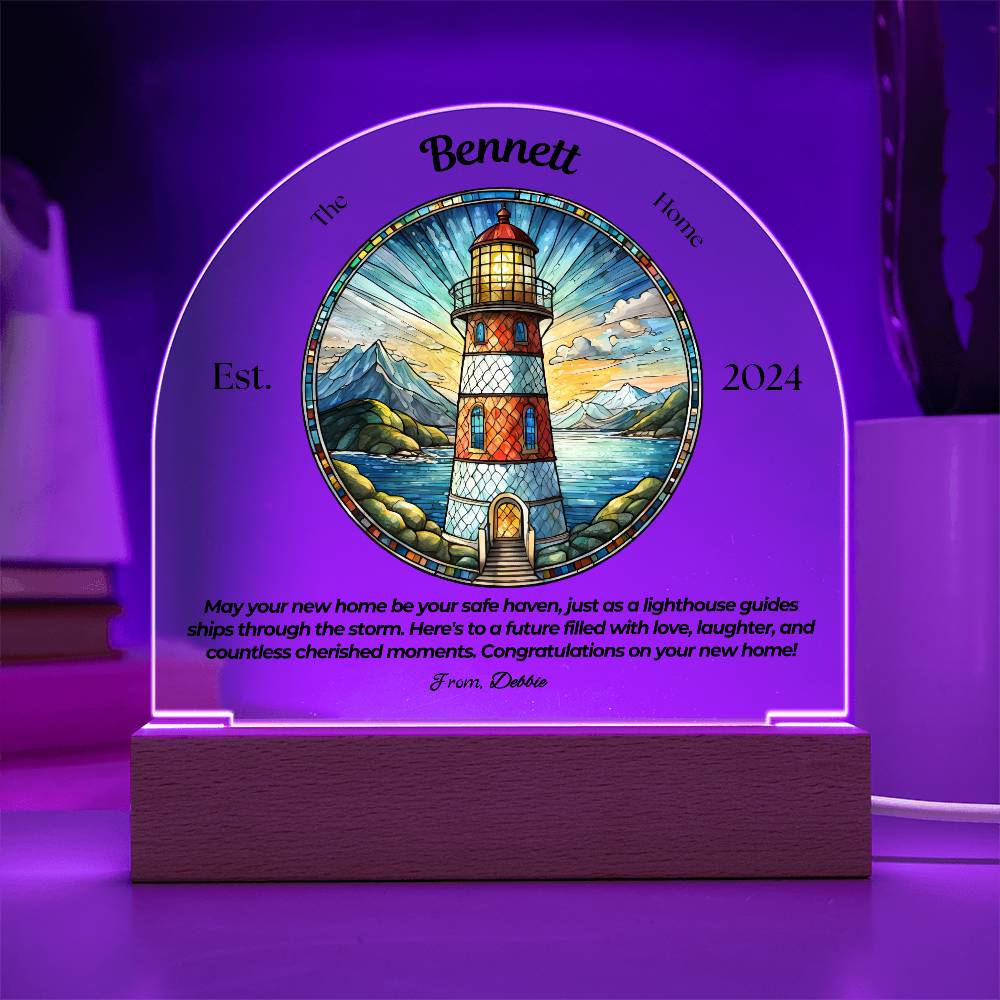 Customized Dome Lighthouse Acrylic Plaque Housewarming Gift