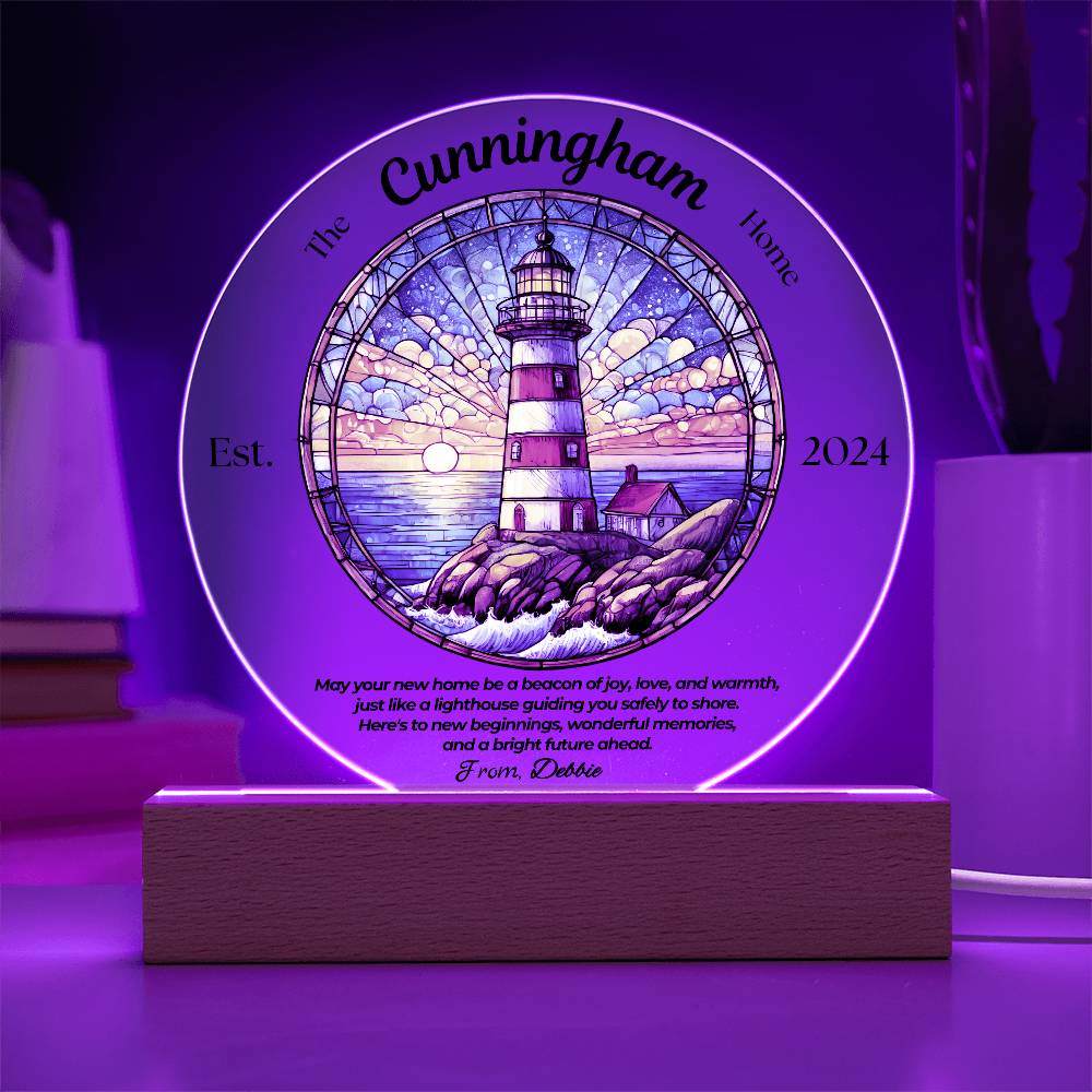 Customized Circle Lighthouse Acrylic Plaque Housewarming Gift