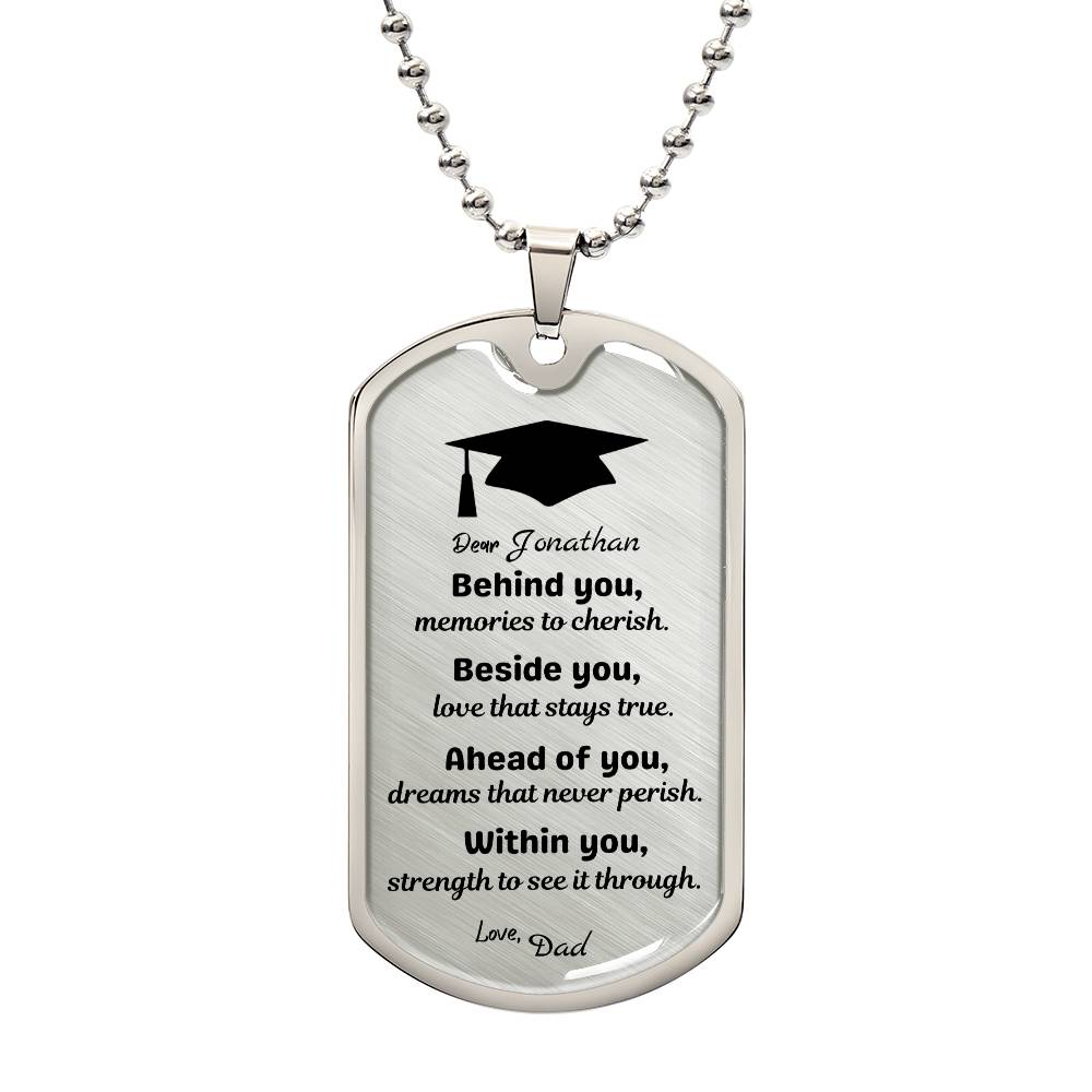 Graduation Luxury Dog Tag - Military Ball Chain