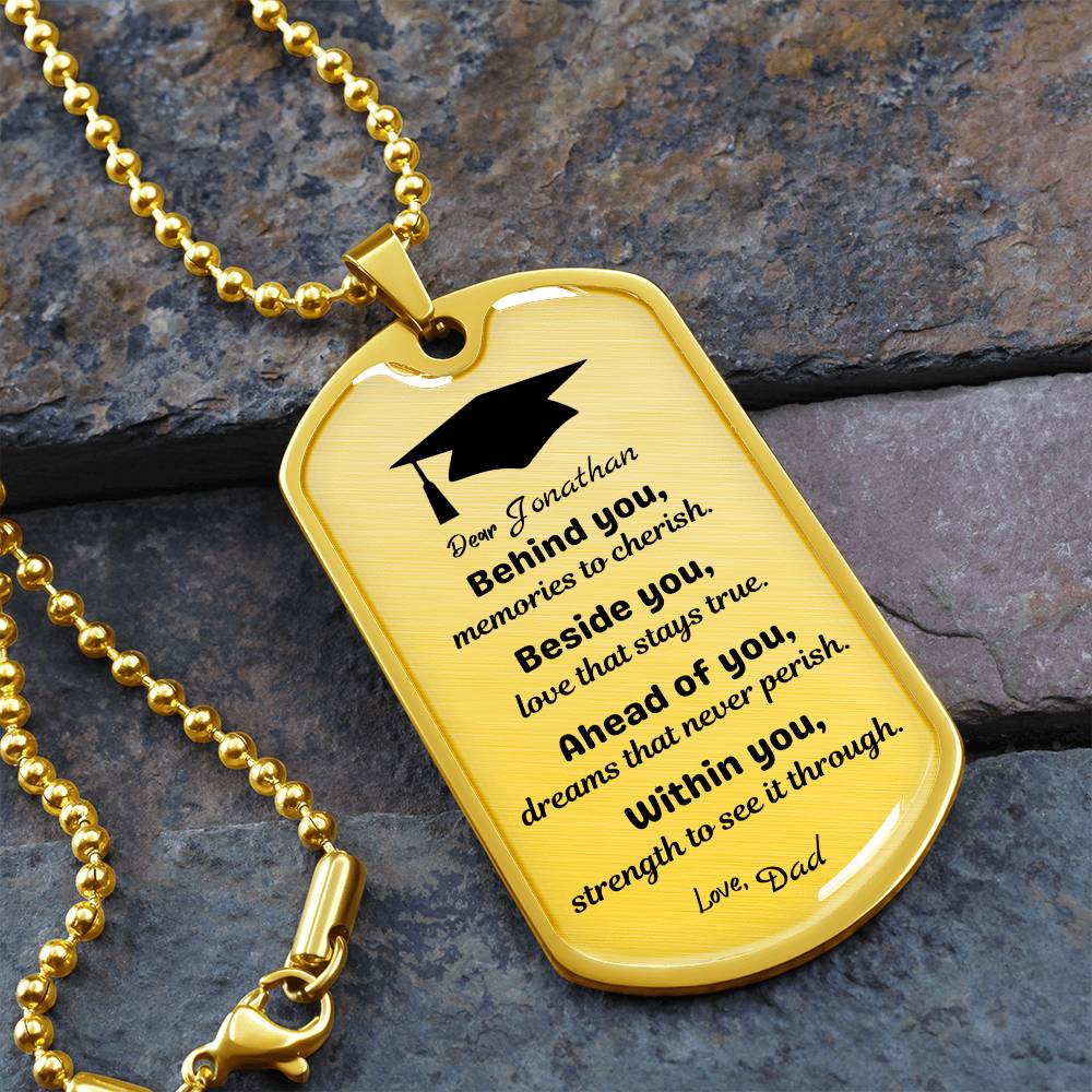 Graduation Luxury Dog Tag - Military Ball Chain