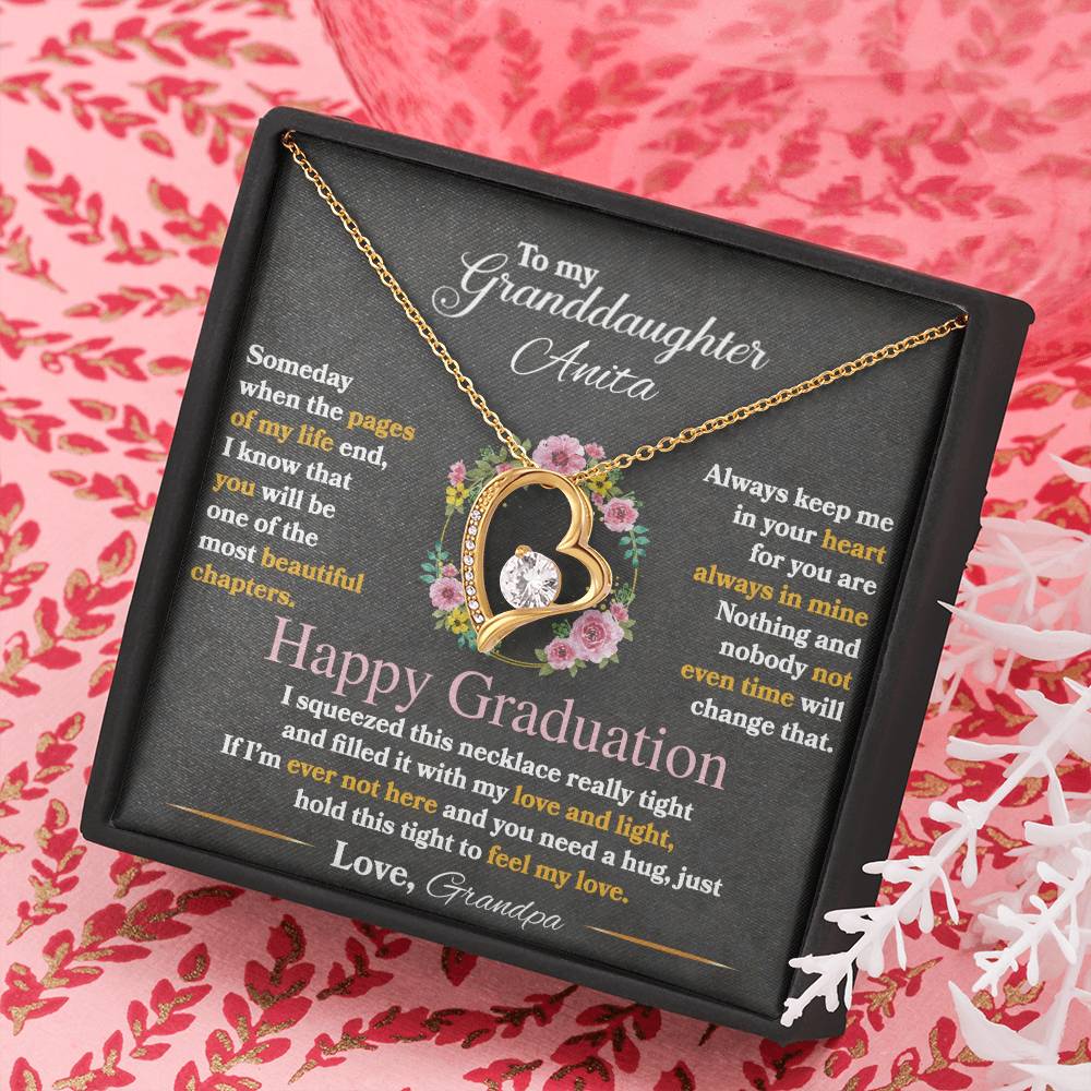 Graduation Granddaughter Forever Love Necklace - 18k yellow gold finish