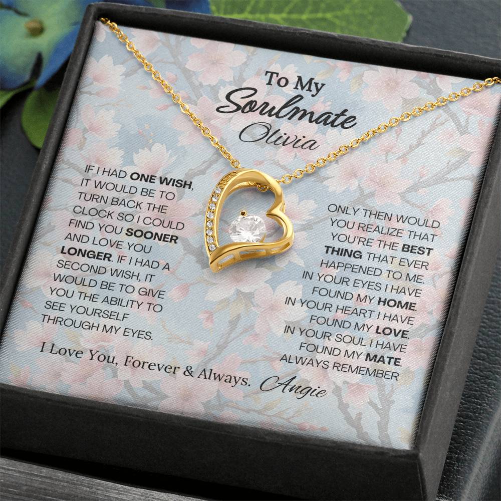 To My Soulmate Forever Love Necklace - 18k yellow gold finish